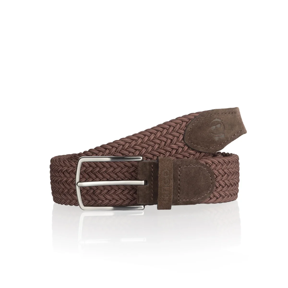 Brauner Flechtgürtel Herren mit Veloursleder & Stretch - "Marsala" – Bild 2