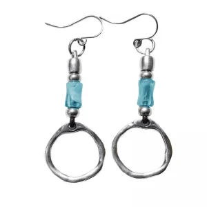 Leder Ohrhänger Aquamarinfarbig